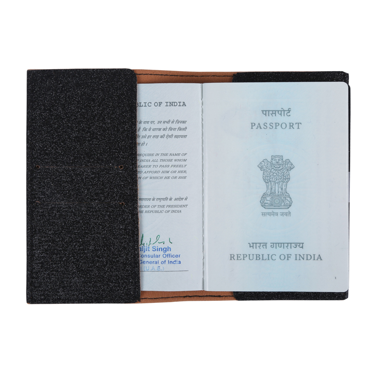 Personalized Passport Cover - Glitter Black
