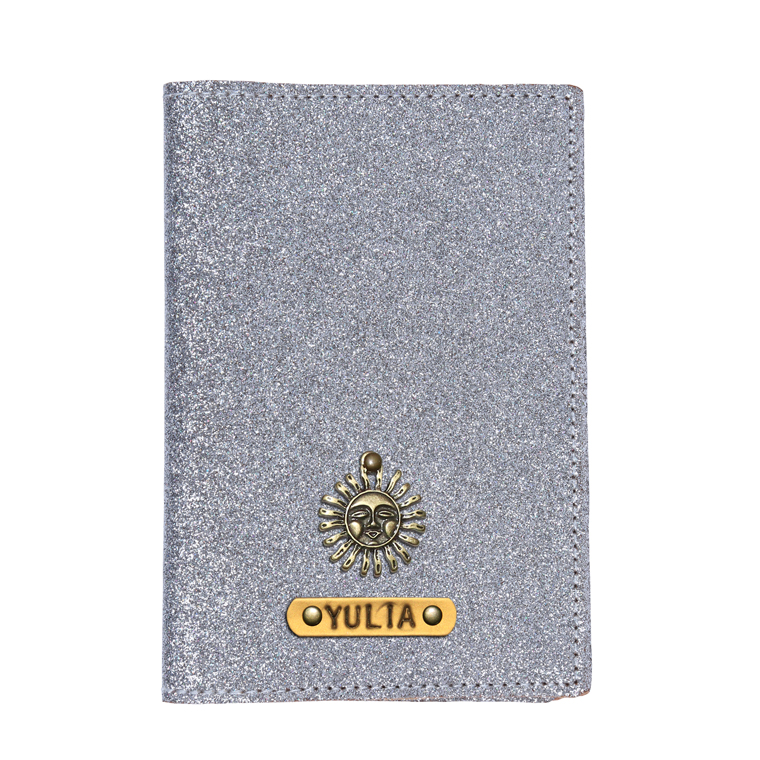Personalized Passport Cover - Glitter Silver