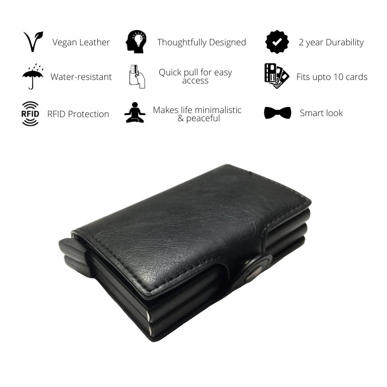 Buy Black Personalised Double RFID Mens Wallet - Custom Factory UAE