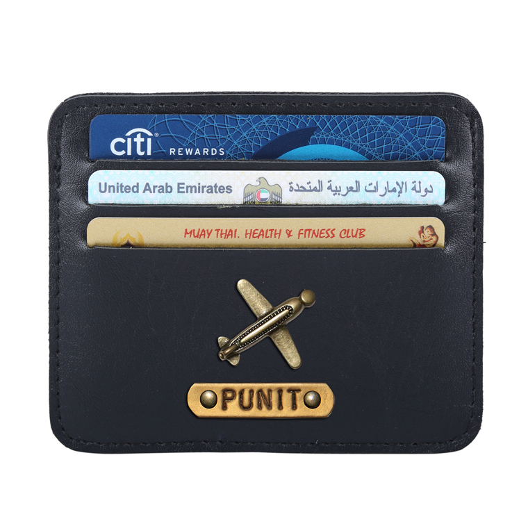 Personalized Classic Card Holder - Carbon Black