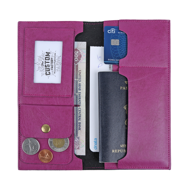 Personalized Travel Wallet - Dark Purple