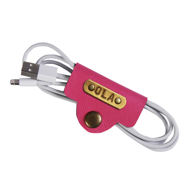 Personalized Cable Holder - Hot Pink