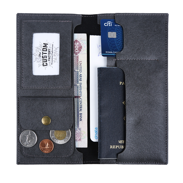 Personalized Travel Wallet - Grey