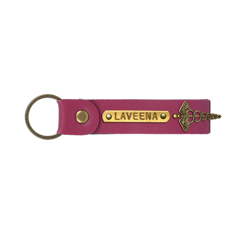 Personalized Leather Keychain - Wine