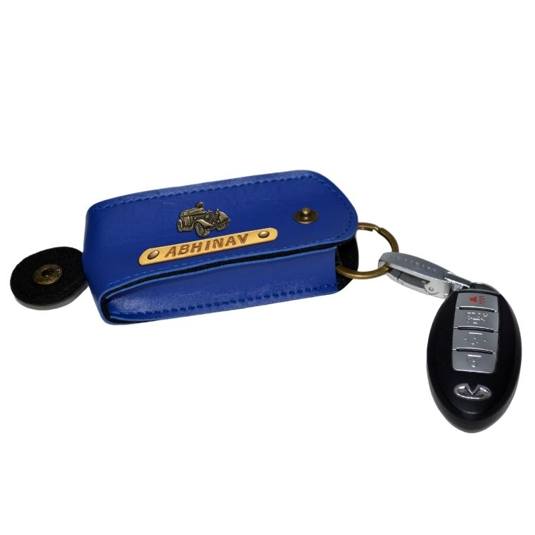 Personalized Car Keychain - Navy Blue