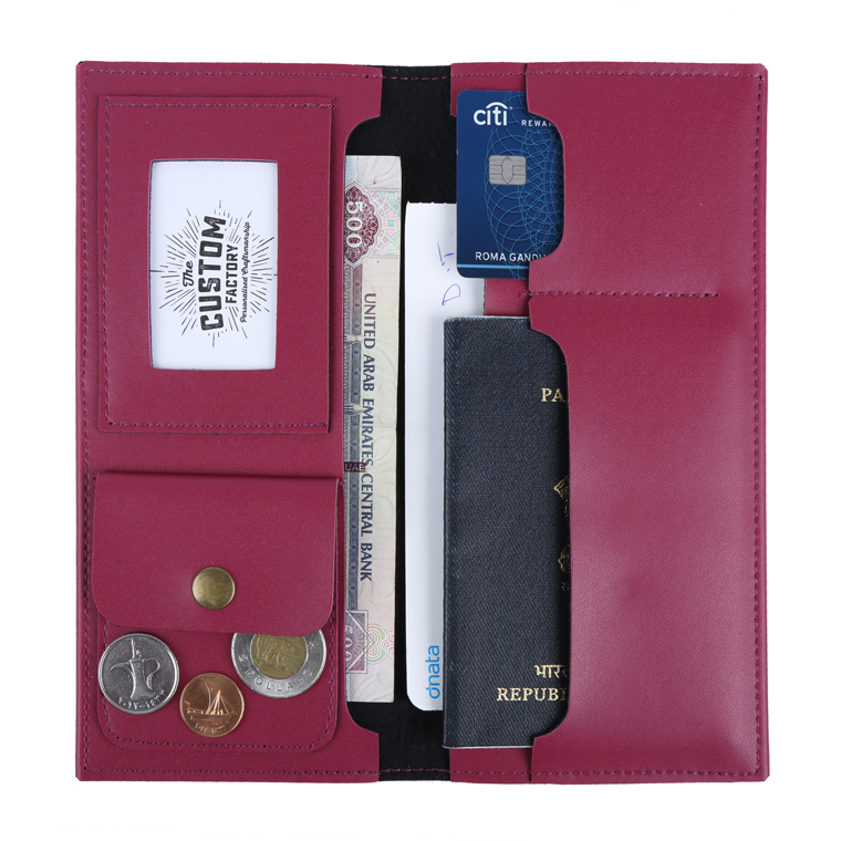 Personalized Travel Wallet - Wine
