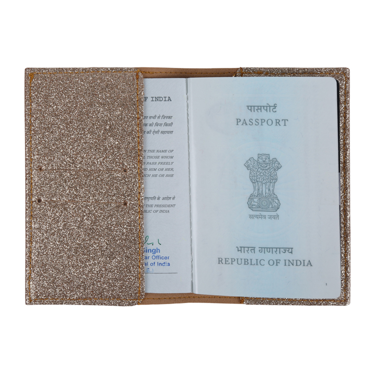 Personalized Passport Cover - Glitter Rose Gold