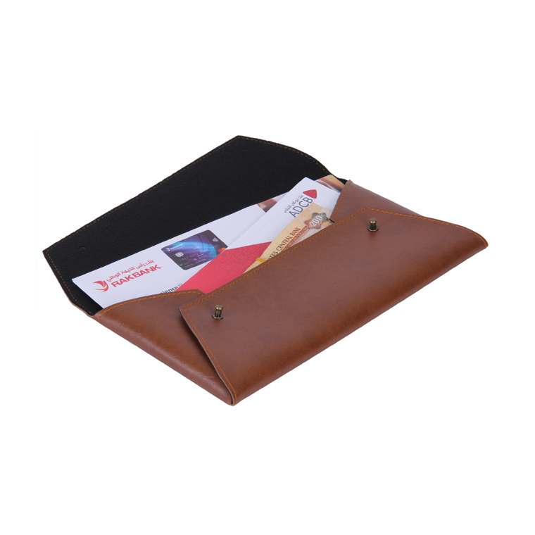 Personalized Banking Folder - Chocolate Brown