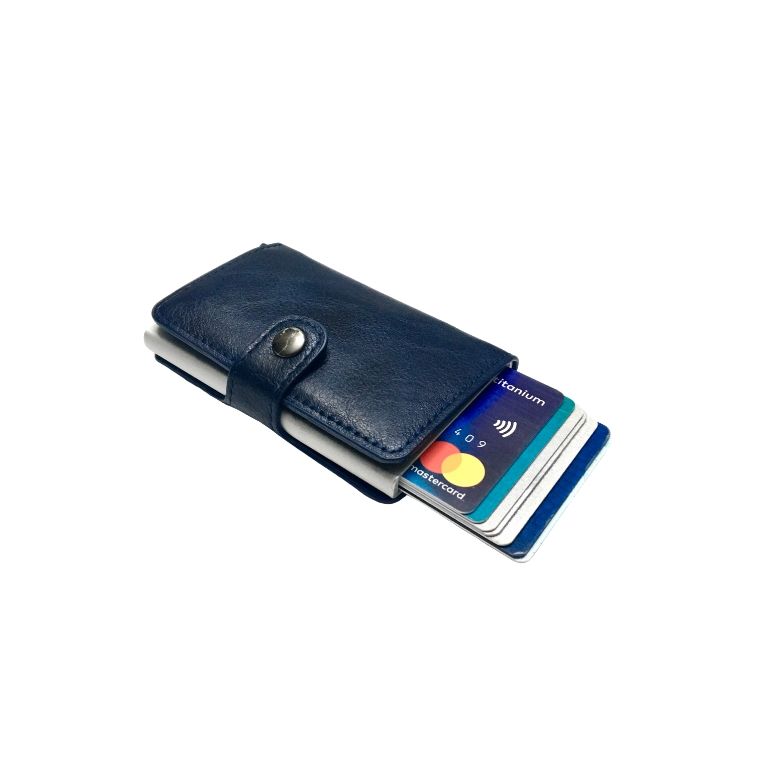 Personalized Single RFID Mens Wallet - Navy Blue