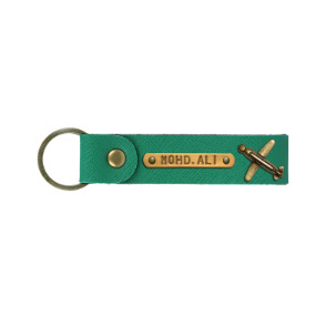 Personalized Leather Keychain - Dark Green