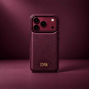 Personalized iPhone Epsom Leather case - Burgundy