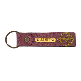 Personalized Leather Keychain - Electric Plum