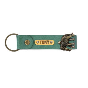 Personalized Leather Keychain - Forest Green