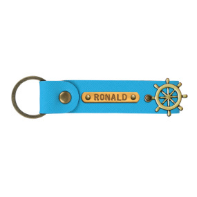 Personalized Leather Keychain - Tiffany Blue