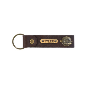 Personalized Leather Keychain - Coffee