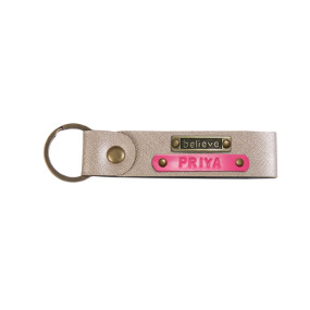 Personalized Leather Keychain - Rose Gold