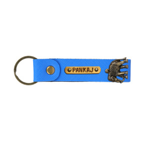 Personalized Leather Keychain - Royal Blue