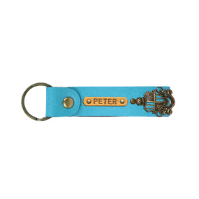 Personalized Leather Keychain - Turquoise
